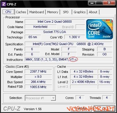 CPU-Z  VT-X Virtualizacion