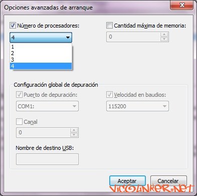 Numero de Procesadores - Optimizar Inicio Windows 7 (msconfig)