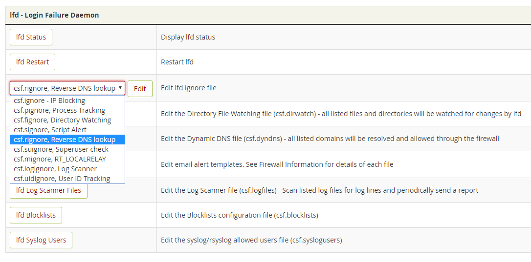 cPanel: CSF permitir Search Engines Bots