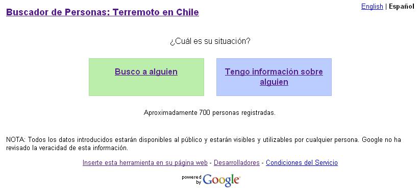 Google - Buscador de Personas Desaparecidas en Chile