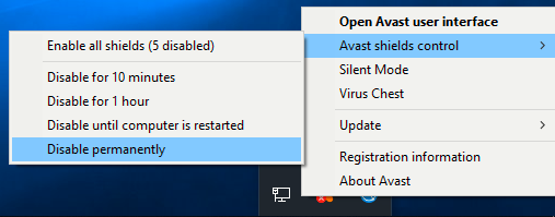 Desactivar Antivirus Avast